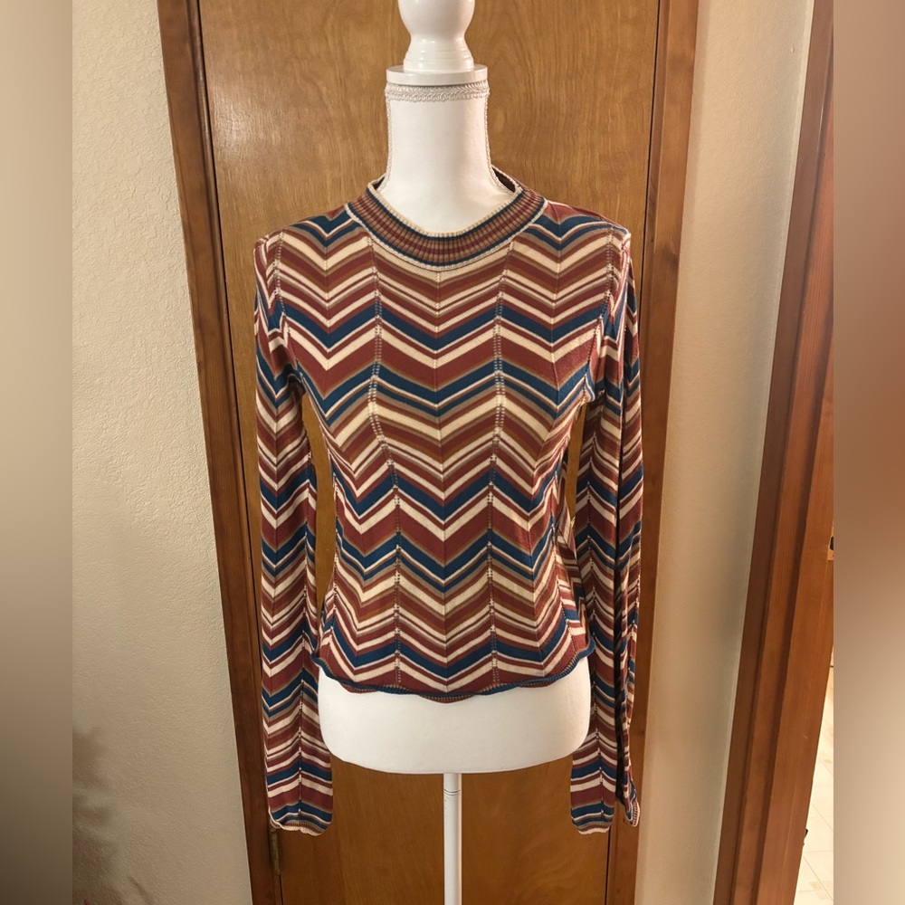 Zigzag Patterned 70s Inspired Retro Vibe Bell Sle… - image 5